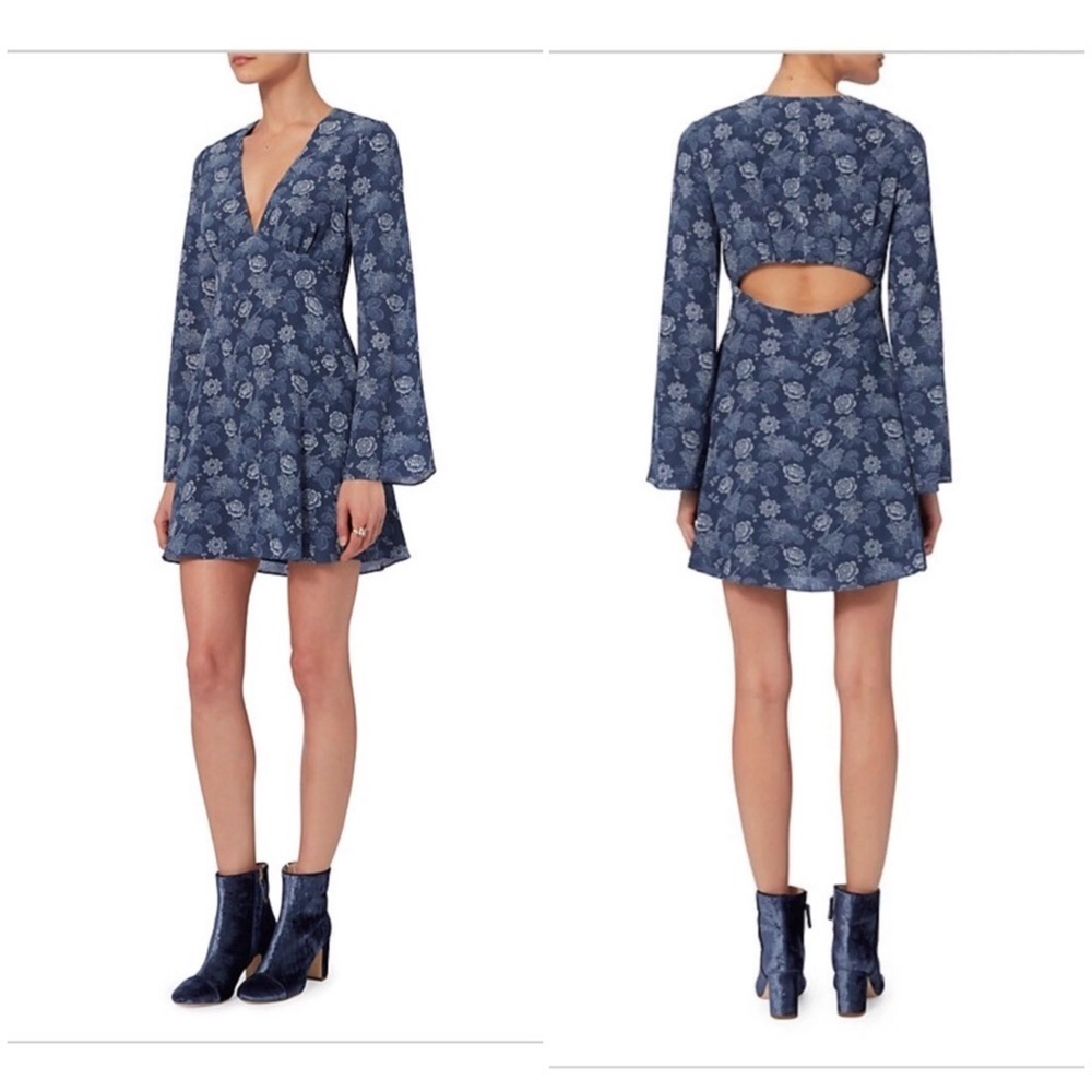 INTERMIX SONYA PRINT DRESS FLORAL V NECK BELL SLEEVE (D10)
